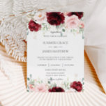 Chic Red Burgundy  Rosa ros Blommigt Bröllop Inbjudningar<br><div class="desc">Anpassa inbjudan till elegant bröllop med din egen formulering enkelt och snabbt, tryck bara på anpassningsknappen för att ytterligare ordna om och formatera stil och placera texten. Den här chicens inbjudan har en vacker vattenfärgsburgundi, rosa ros och uddig grönt och guld blad. Matchande artiklar tillgängliga i arkivet! c) Lycklig Cat...</div>