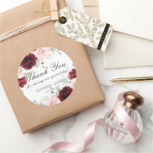 Chic Red Burgundy  Rosa ros Blommigt Bröllop