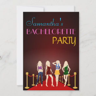 Chic Red Carpet Maroon Bachelorette Party Inbjudan