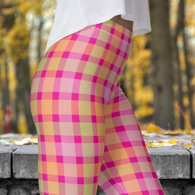 Chic Red Check Mönster Leggings (Chic Red Check Pattern Leggings)