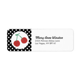 Chic Red Cherry Polkadot Birthday Baby Shower Returadress Etikett