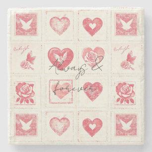 Chic Red Cream Valentine Kärlek Bröllop Stenunderlägg
