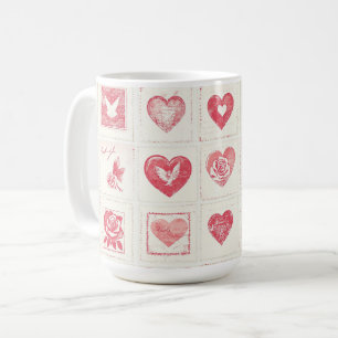 Chic Red Cream Valentine Kärlek Hearts Bröllop Kaffemugg