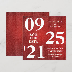 Chic Red Glitter Gnistra Modern Spara datum Inbjudningar