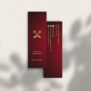 Chic Red Gradient Guld Notary Nyckel Mini Visitkort