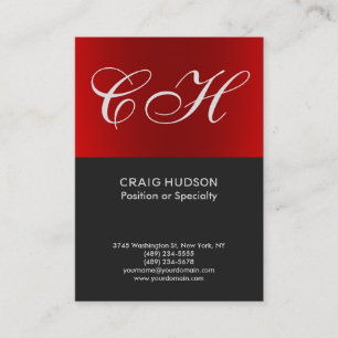 Chic Red Grått Monogram Professionell Affärskort Visitkort