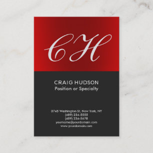 Chic Red Grått Monogram Professionell Affärskort Visitkort