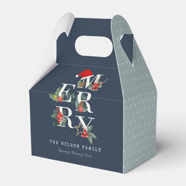 Chic Red Grönt White God jul Foliage Presentaskar (Framsidan Sidan)