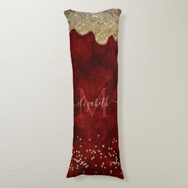 Chic Red guld drippning glitter monogram Kroppskudde
