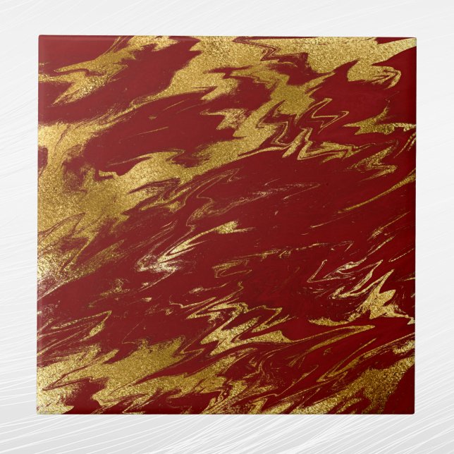 Chic Red Guld Faux Marble Kakelplatta (Skapare uppladdad)