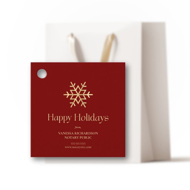 Chic Red Guld Modern Snowflake Notary Helgdag Gåvor Etiketter (Skapare uppladdad)