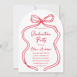 Chic Red Hand plockade Bow & Script Studentfest Inbjudningar