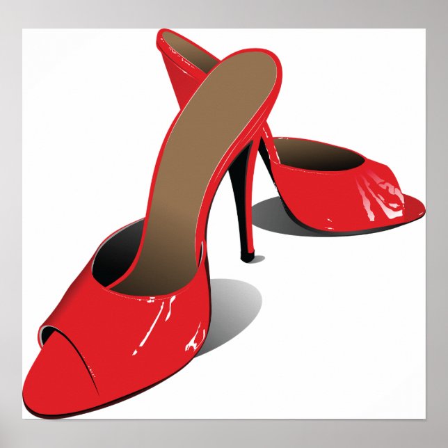 Chic Red Högklackars Glamous Stiletto Mode Poster (Framsidan)