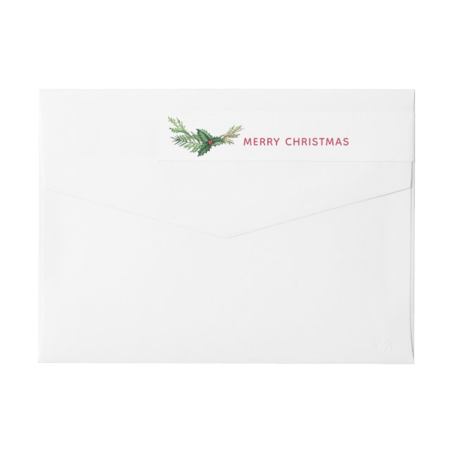 Chic Red Holly Löv jul-Helgdag Etikettband (Baksidan)