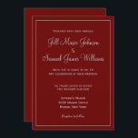 Chic Red och Grått Bröllop Inbjudningar<br><div class="desc">Inbjudningar som är enkla och chic,  som finns i en mängd olika storlekar och former. Dessa bröllopsinbjudningar har grått-teckensnitt på en dramatisk röd bakgrund. Perfekt för ett rött och grått färg-tema,  anpassa din i dag!</div>