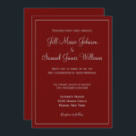 Chic Red och Grått Bröllop Inbjudningar<br><div class="desc">Inbjudningar som är enkla och chic,  som finns i en mängd olika storlekar och former. Dessa bröllopsinbjudningar har grått-teckensnitt på en dramatisk röd bakgrund. Perfekt för ett rött och grått färg-tema,  anpassa din i dag!</div>