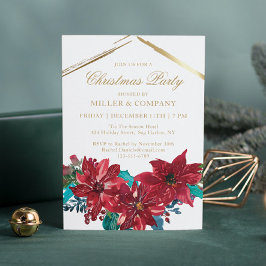 Chic Red Poinsettia Corporate jul Party Inbjudningar