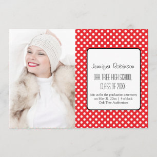 Chic Red Polka dots Studenten Inbjudningar