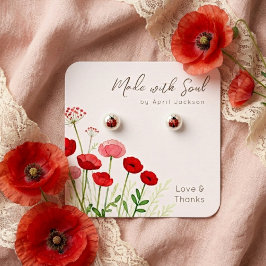 Chic Red Poppy Floral Jewelry Display TMF26 Fyrkantigt Visitkort