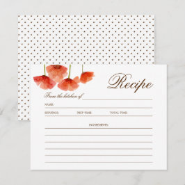 Chic Red Poppy Flowers Möhippa Recept Card Inbjudningar