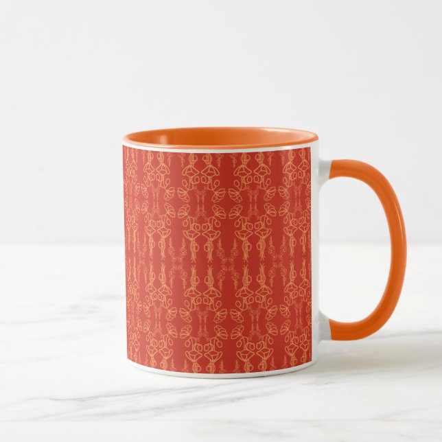 Chic Red Poppy Outline: Ringer Coffee Mugg (Höger)