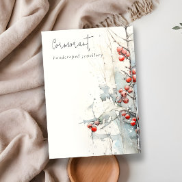 Chic Red Snö Winter Berries Blank Jewelry Holder Visitkort