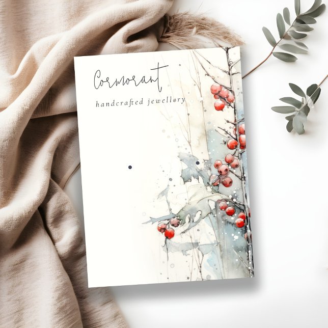 Chic Red Snö Winter Berries Earring Stud Holder Visitkort (Skapare uppladdad)