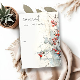 Chic Red Snö Winter Berries Necklace Holder Visitkort