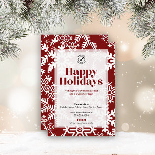 Chic Red Snowflake Glad helg Notary Business Julkort