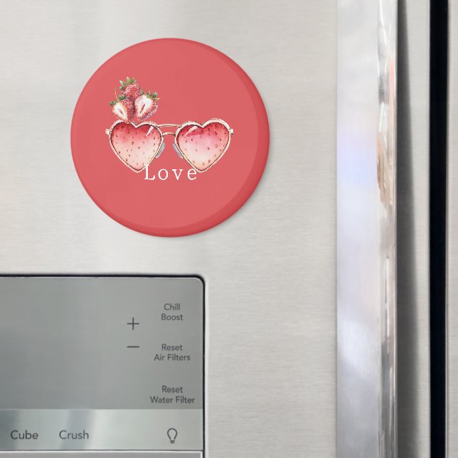 Chic Red Strawberry Heart Colored Glasses Magnet (In Situ (Fridge))