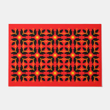 Chic Red Tile Flowers Mönster Large Door Mat