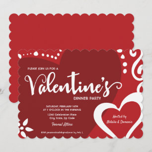 Chic Red Valentine middagsinbjudan Inbjudningar