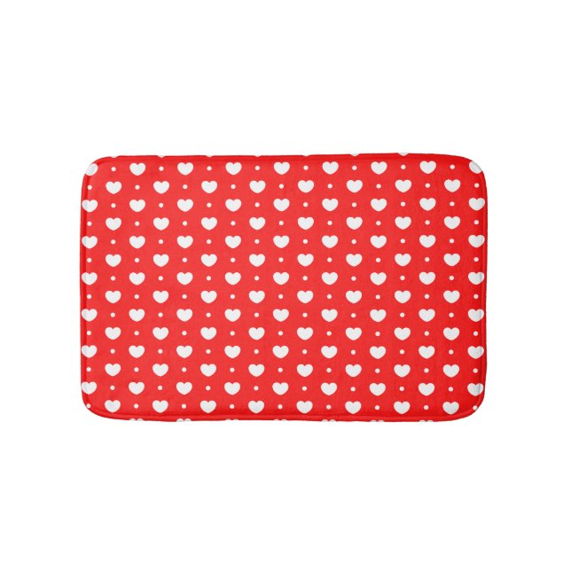 Chic Red White Hearts Mönster Girl Bath Mat Badrumsmatta (Framsidan)