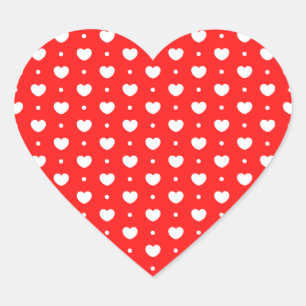 Chic Red White Hearts Mönster Girl Girl Stickers Hjärtformat Klistermärke