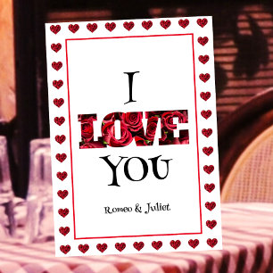 Chic Red & White I Kärlek Du hatar Valentines day Julkort