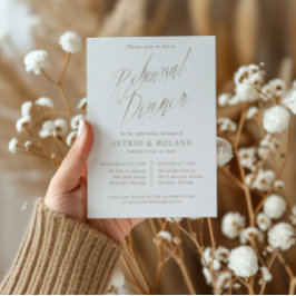 Chic Rehearsal Dinner Faux Gold Foil Calligraphy Inbjudningar