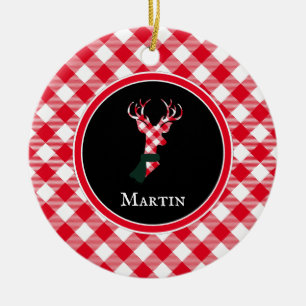 Chic Reindeer Red & White Play Personlig Julgransprydnad Keramik