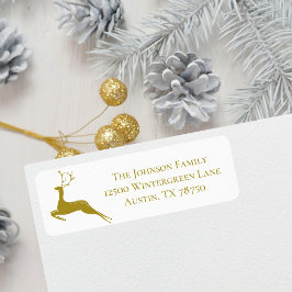 Chic Reindeer White Guld jul Returadress Returadress Etikett