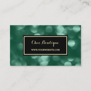 Chic Retail Boutique Glamous Grönt Luxe Bokeh Visitkort