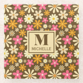 Chic Retro 70s Groovy Hippie Flower Monogram