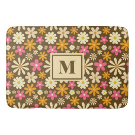 Chic Retro 70s Groovy Hippie Flower Monogram Badrumsmatta