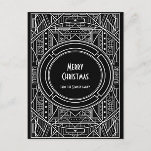 Chic retro art deco God jul Vykort