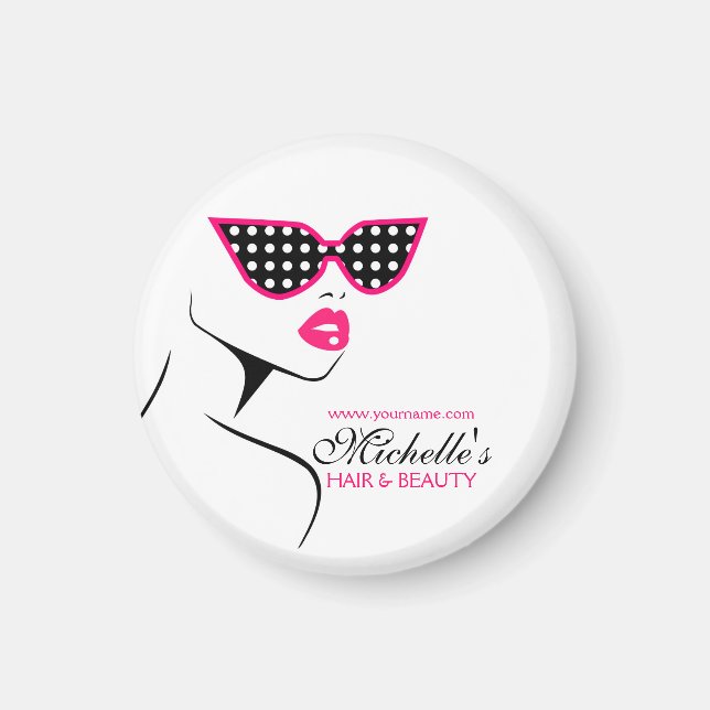 Chic Retro Black Rosa Polka Dot Sunglasses Beauty Magnet (Framsidan)