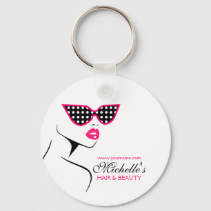 Chic Retro Black Rosa Polka Dot Sunglasses Beauty Nyckelring