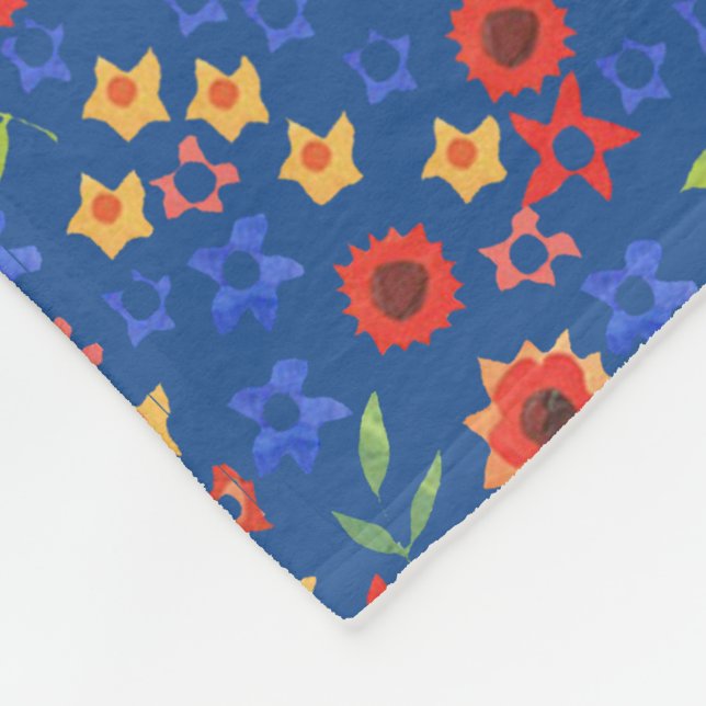 Chic Retro Blommigt Miniprint on Blue Fleece Blank (Hörn)