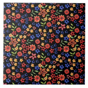 Chic Retro Blommigt Skriv ut keramisk Anpassningsb Kakelplatta