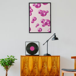 Chic Retro Bold Disco Balls Rosa Poster