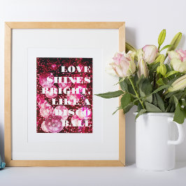 Chic Retro Bold Disco Boll Rosa Väggkonst Fototryck
