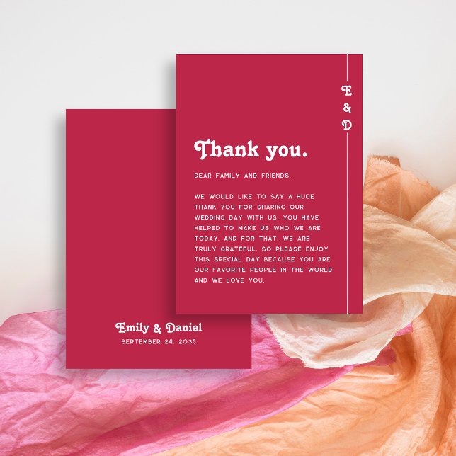 Chic Retro Bright Shock rosa Tack Placeringskort (Skapare uppladdad)