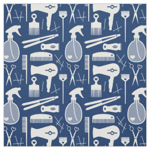 Chic Retro Deep Blue & White Hair Salon Verktyg Tyg